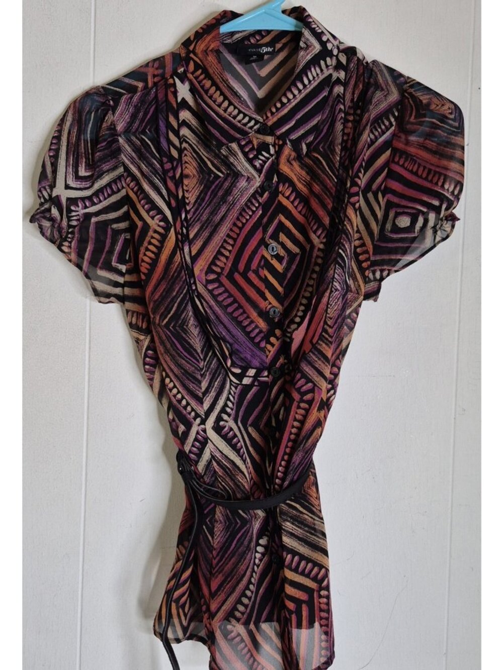 East 5th Multicolor Color Sheer Blouse W/ Tank And Belt Women's Size M